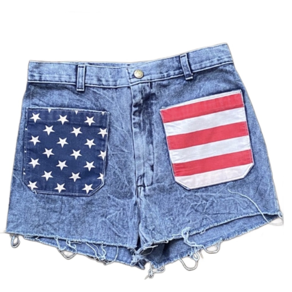 Vintage Navdungaree Patriot High Rise Cut Off Shorts Festival Unisex Sz 31